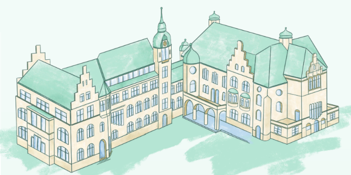 Zeichnung des Volkshaus Jena